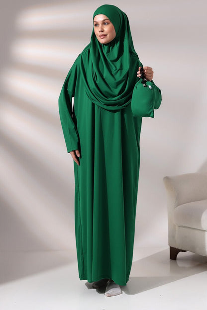 One-Piece Full-Length Muslim Prayer Dress with Attached Hijab | Modest Islamic Abaya - Ihvan