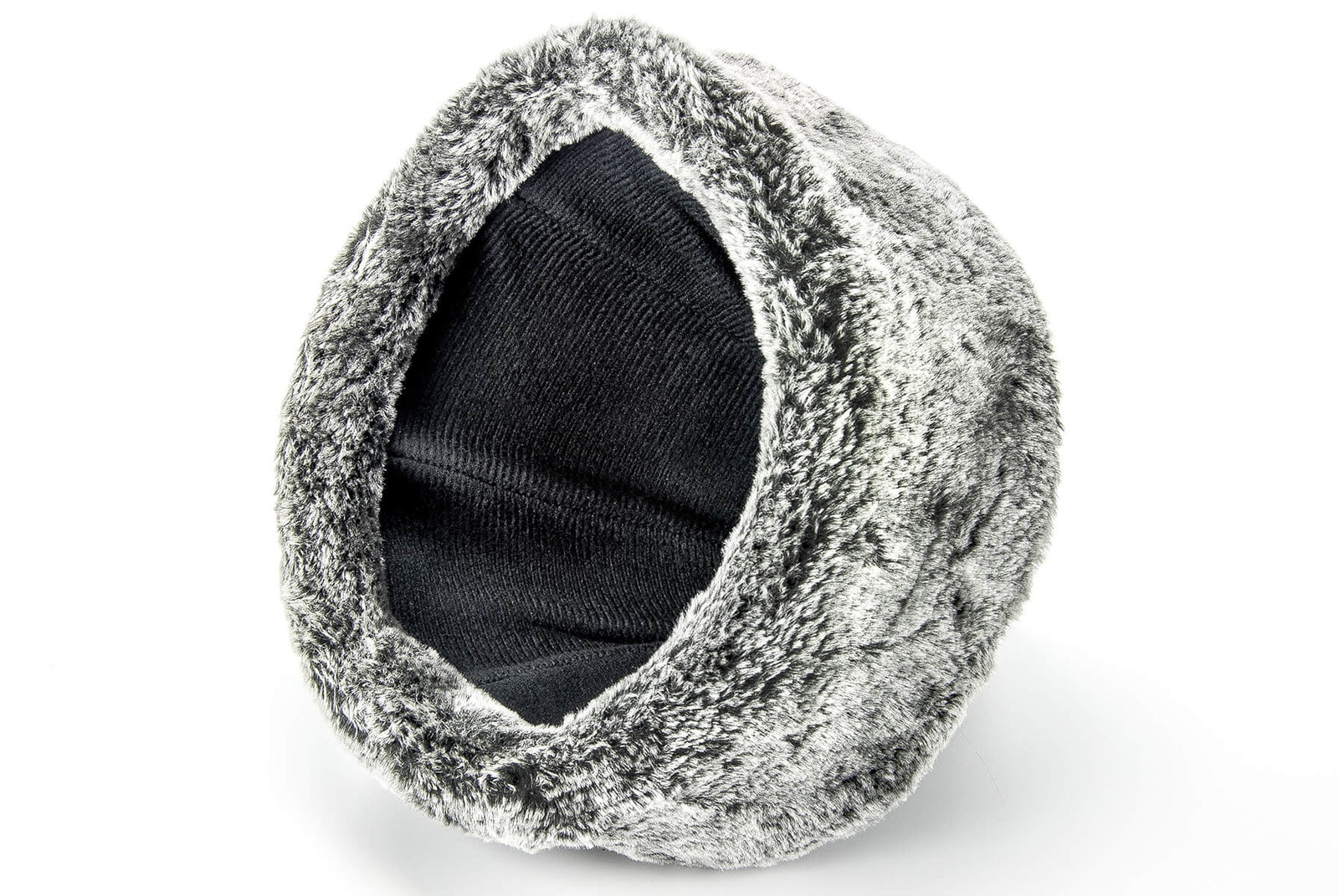 Turkish Ertugrul Ottoman Black Leather and Gray Fur Winter Bork Hat, Ottoman Emblem - ihvan