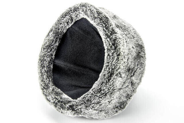 Turkish Ottoman Bork Hat, Ertugrul Leather Fur Winter Cap, Grey Faux Fur and Black Faux Leather - ihvan