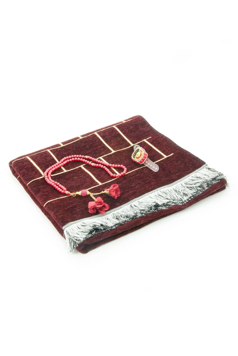 Prayer Rug Gift Set for Mom | (Sajadah | Tasbih | Counter | Decorative Gift Box ) - Ihvan