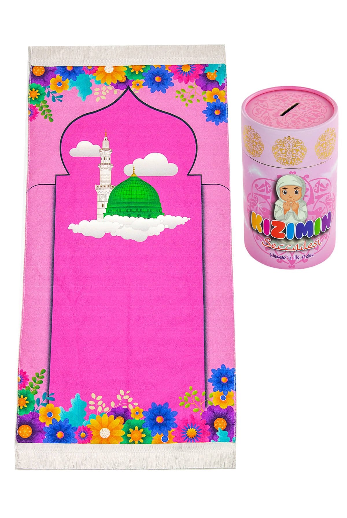 Pink Muslım Prayer Gift Set for Kids (Prayer Rug | Moneybox | Tasbih | Toy Camera) - Ihvan