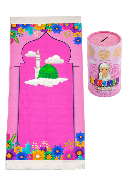 Pink Muslım Prayer Gift Set for Kids (Prayer Rug | Moneybox | Tasbih | Toy Camera) - Ihvan