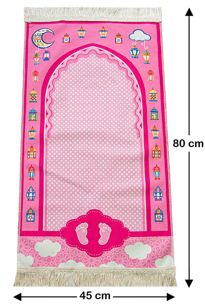 Pink Kids Prayer Mat  | Girls' Prayer Rug (Sajadah, Janamaz) | Tasbih | Coin Box - Ihvan