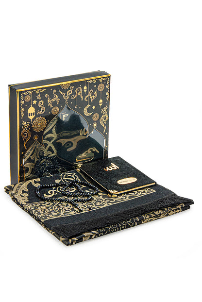 Luxury Velvet Muslim Prayer Gift Set | Prayer Rug (Sajadah)  | Tasbih | Yaseen Book  -  Ihvan