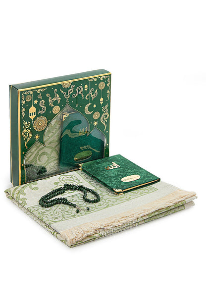 Luxury Velvet Muslim Prayer Gift Set | Prayer Rug (Sajadah)  | Tasbih | Yaseen Book  -  Ihvan