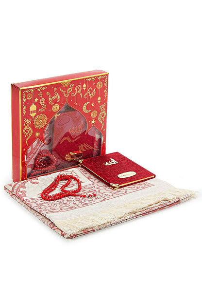 Luxury Velvet Muslim Prayer Gift Set | Prayer Rug (Sajadah)  | Tasbih | Yaseen Book - Ihvan