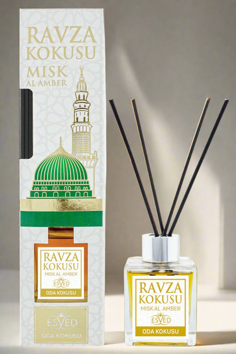 Medina Ravza Scented Diffuser | Islamic Room Air Freshener with Bamboo Sticks | Long-Lasting Room Fragrance - Ihvan