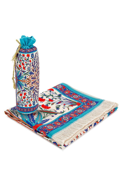 Silky Portable Red Muslim Prayer Rug Set (Sajadah | Travel Bag) - Ihvan
