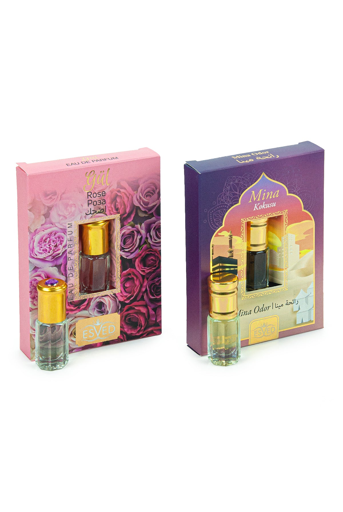 Mina & Rose Islamic Essences | For Personal Use, Prayer Rugs & Gifting | Alcohol-Free Attar Fragrance Set with Slim Roll-Ons - Ihvan