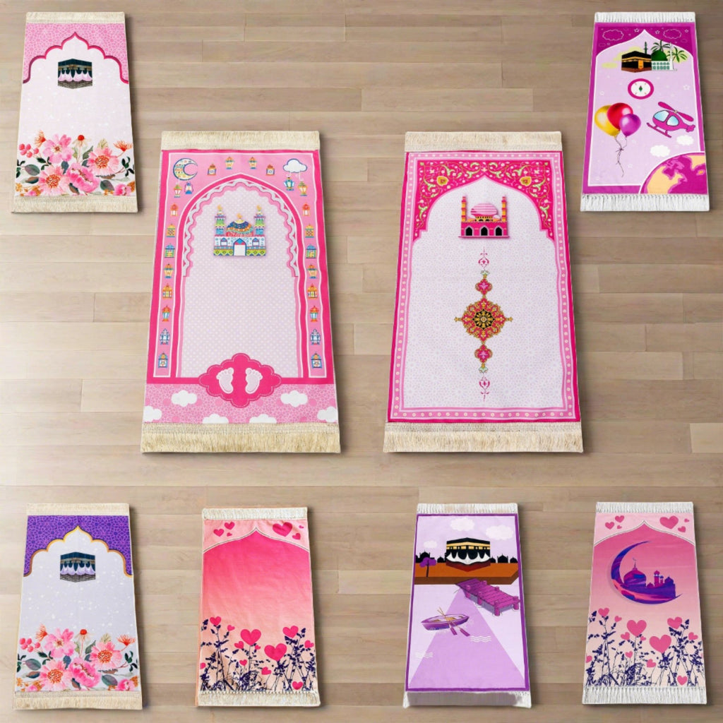 Luxury Small Muslim Prayer Rug for Girls (Sajadah | Janamaz | Salah Mat) - Ihvan