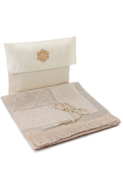 Elegant Travel Prayer Rug Set (Sajadah | Tasbih | Pouch Bag ) - Ihvan