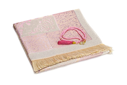 Elegant Travel Prayer Rug Set (Sajadah | Tasbih | Pouch Bag ) - Ihvan