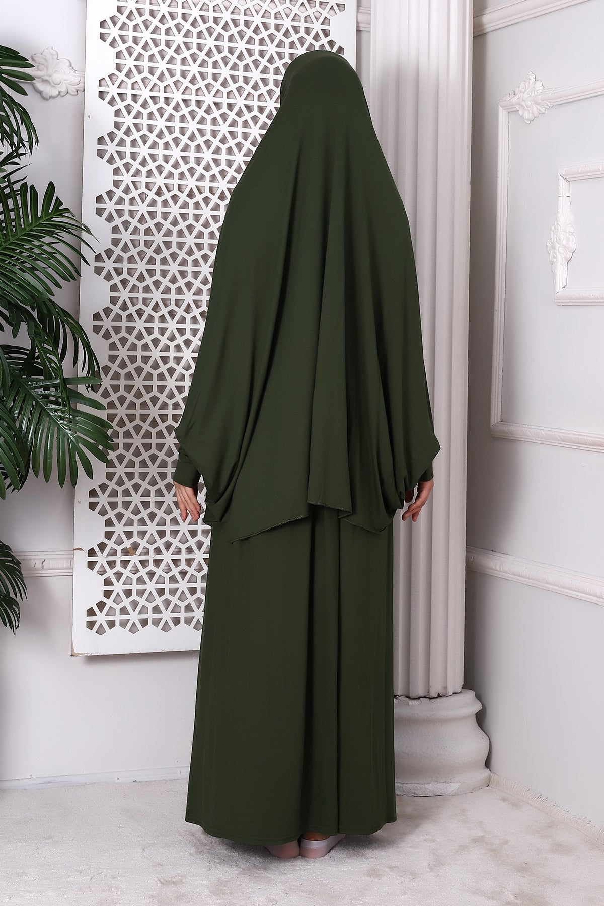 Two-Piece Muslim Prayer Dress for Women | Modest Islamic Abaya Set with Skirt and Hijab - Ihvan