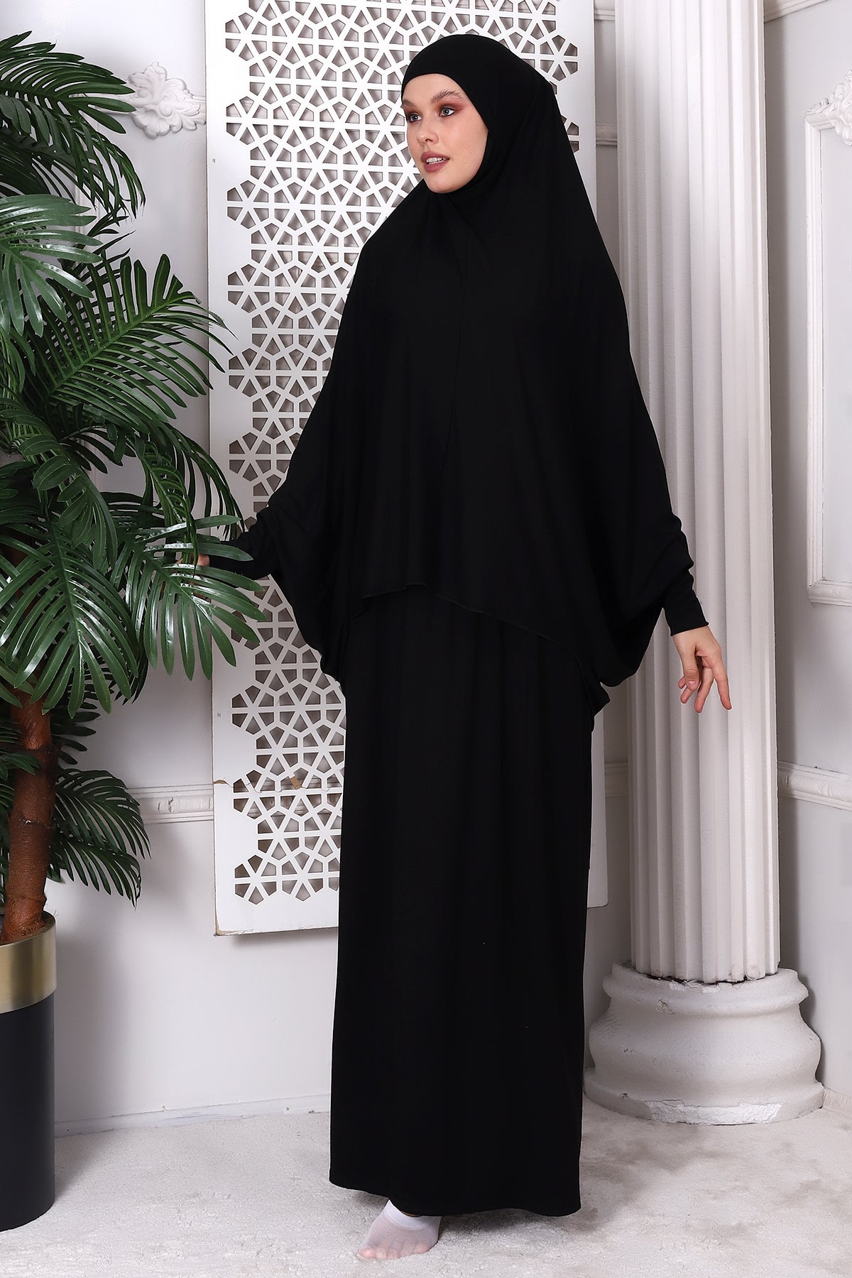 Two-Piece Muslim Prayer Dress for Women | Modest Islamic Abaya Set with Skirt and Hijab - Ihvan
