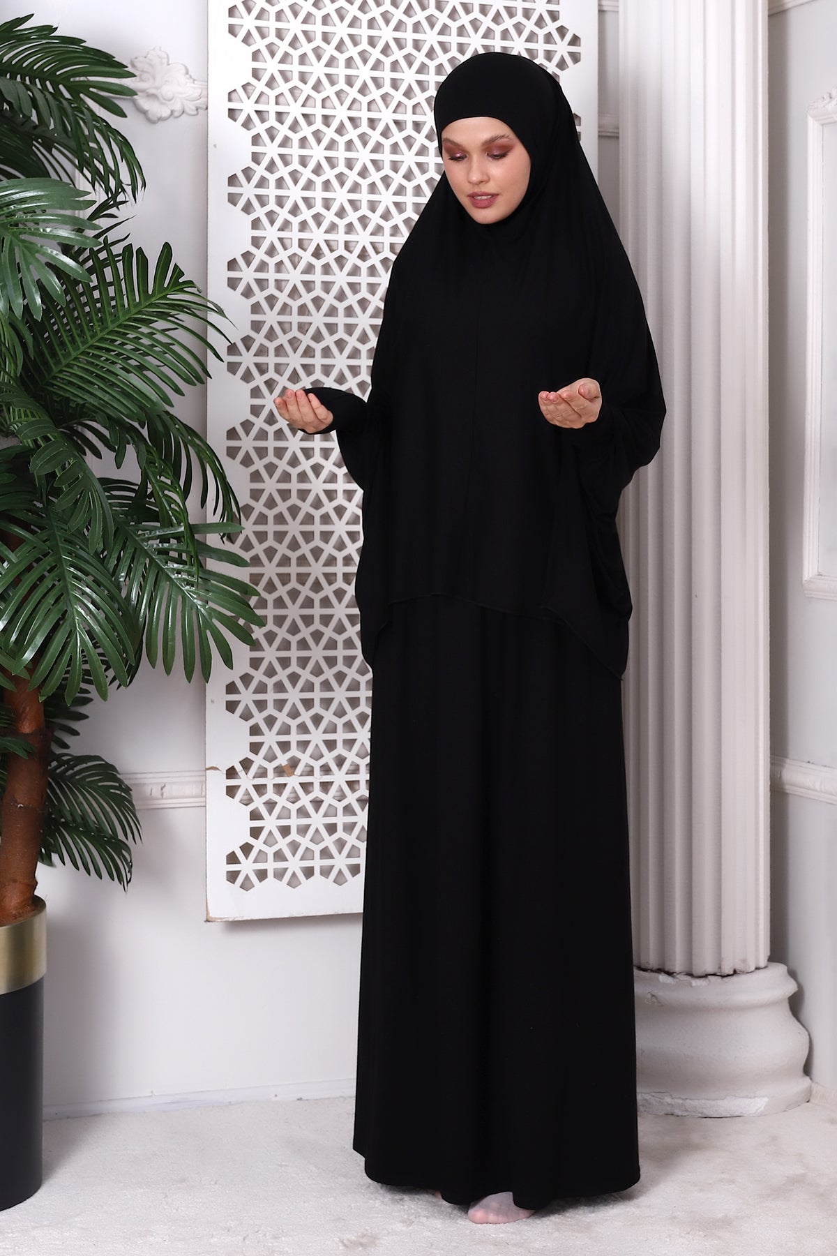 Two-Piece Muslim Prayer Dress for Women | Modest Islamic Abaya Set with Skirt and Hijab - Ihvan