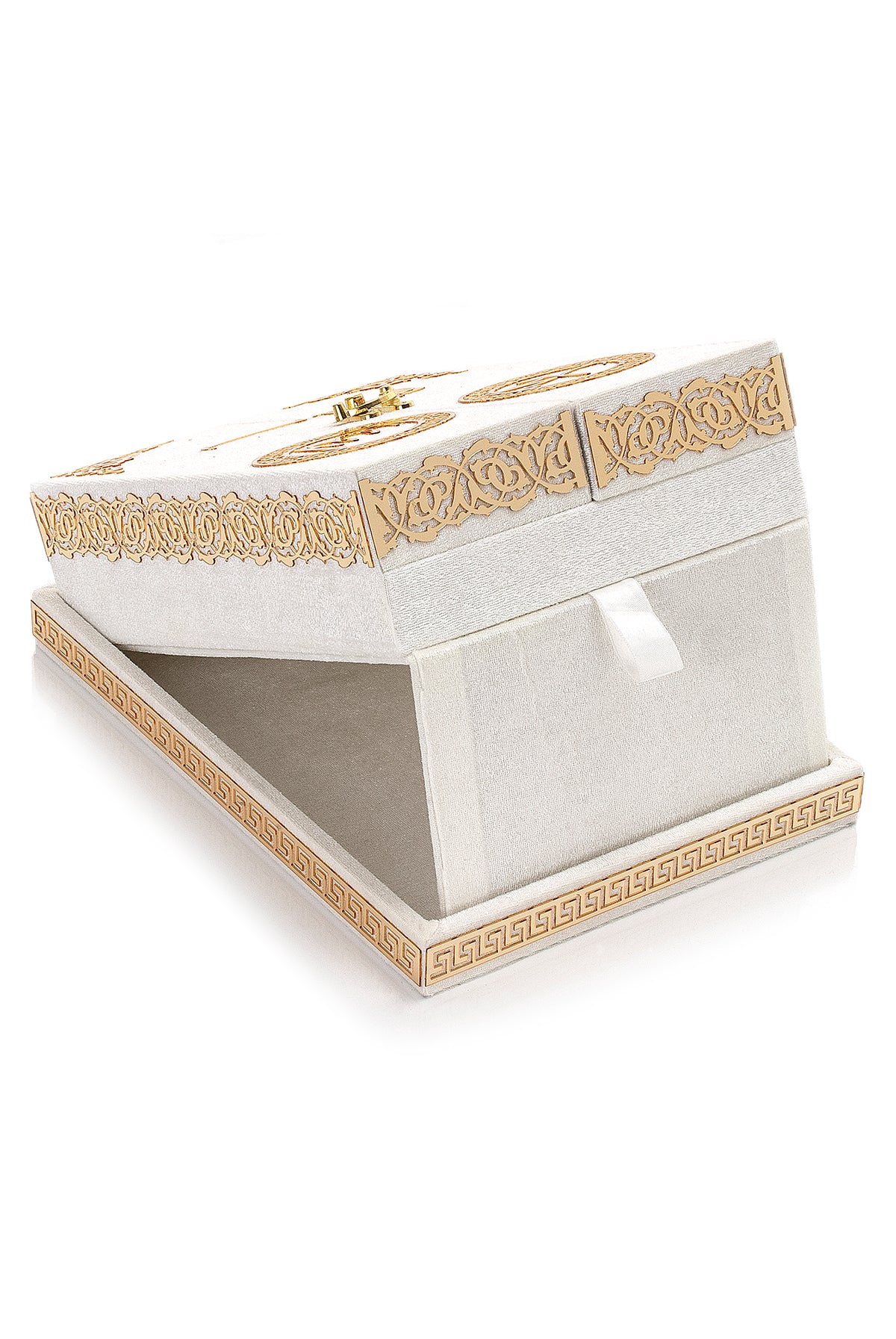 Velvet Covered Holy Quran Set with Double Cover Desktop Stand Box | Islamic Gift for Ramadan, Eid & Nikah - Ihvan