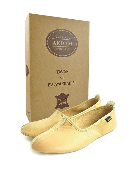 Yellow Genuine Leather Handmade Tawaf Shoes for Women | Muslim Khuffain Socks for Salah, Hajj, Umrah & Home Use - Ihvan