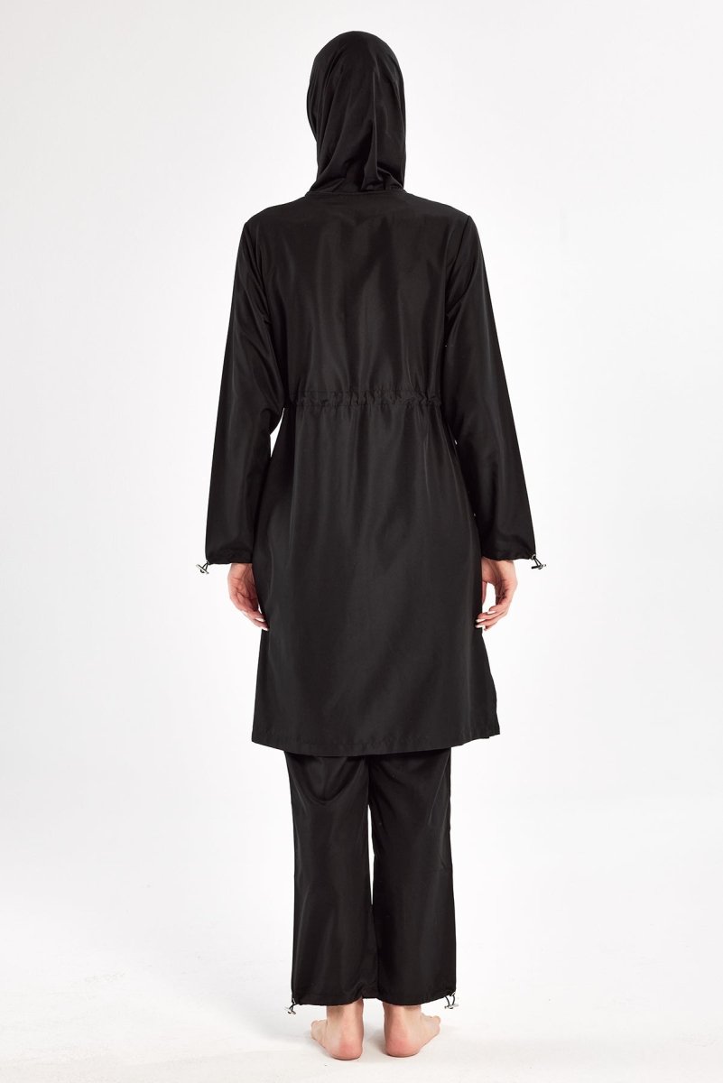 Adasea Ebony Long - Sleeve Full Coverage Swimsuit 1504 - 25 Black - ihvan