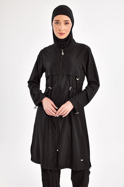 Adasea Ebony Long Sleeved Full-Covered Burkini 1504-25 Black - ihvan