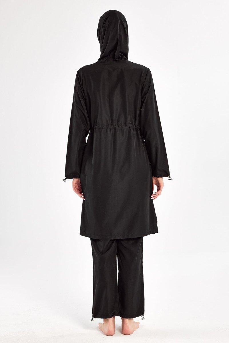 Adasea Ebony Long - Sleeved Plus Size Full Coverage Hijab Swimsuit 1504 - 25 - B Black - ihvan