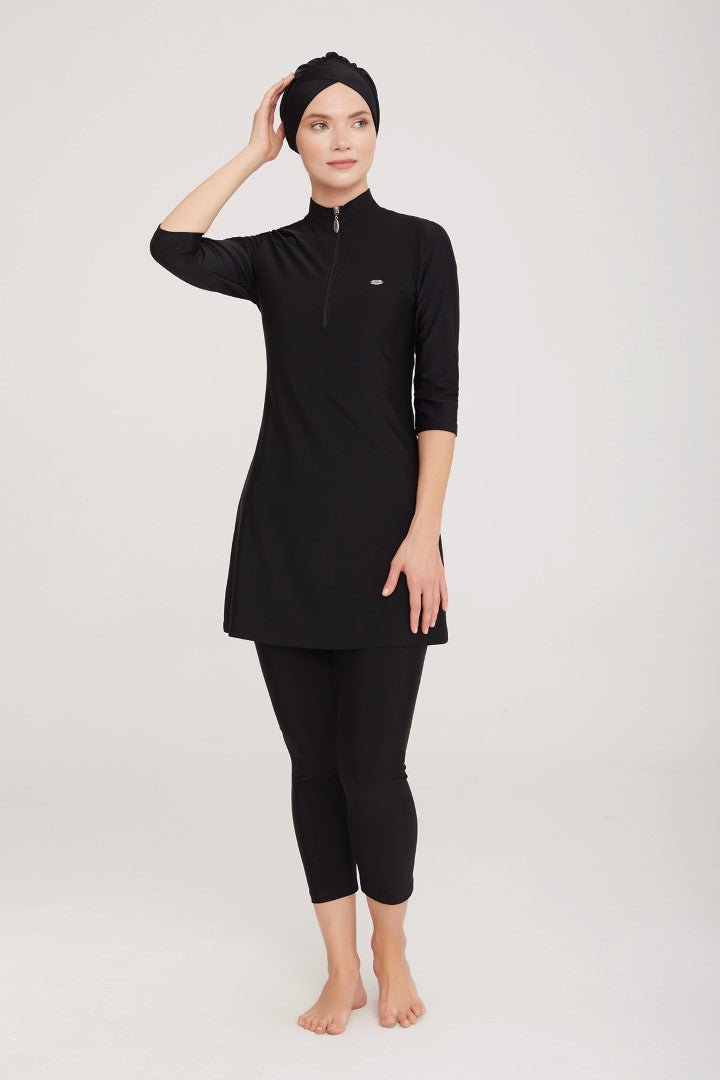 Adasea Truvakar Plus Size Full Coverage Hijab Swimsuit 3400 - 24 Black - ihvan