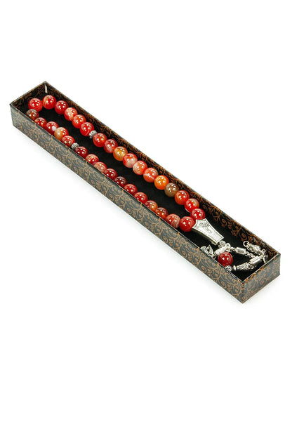 33-Bead Agate Tasbih with Gift Box – 10 mm Round-Cut Prayer Beads