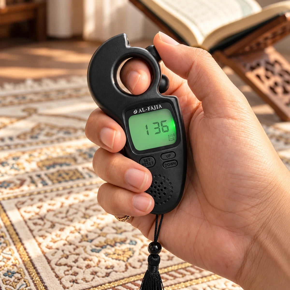 Al-Fajia Digital Dhikr Counter with Adhan, Prayer Times & Qibla Direction - ihvan