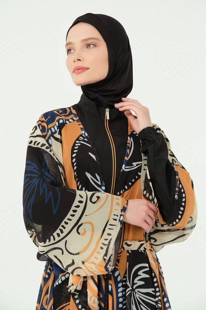 Alfasa Adara Full Length Chiffon Pareo with Belt 7156 - 25 Black - ihvan