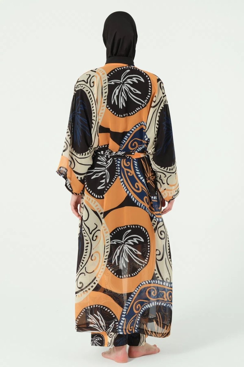 Alfasa Adara Full Length Chiffon Pareo with Belt 7156 - 25 Black - ihvan