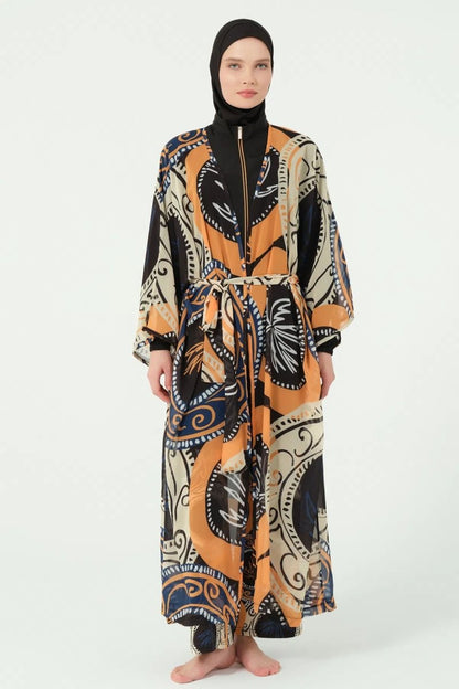 Alfasa Adara Full Length Chiffon Pareo with Belt 7156 - 25 Black - ihvan