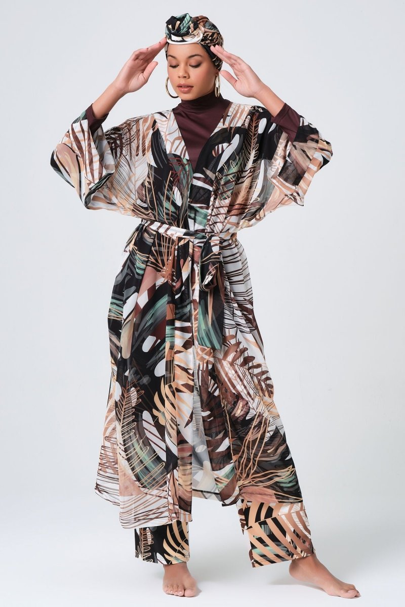 Alfasa Amazon Patterned Belted Pareo 7031 Green - ihvan