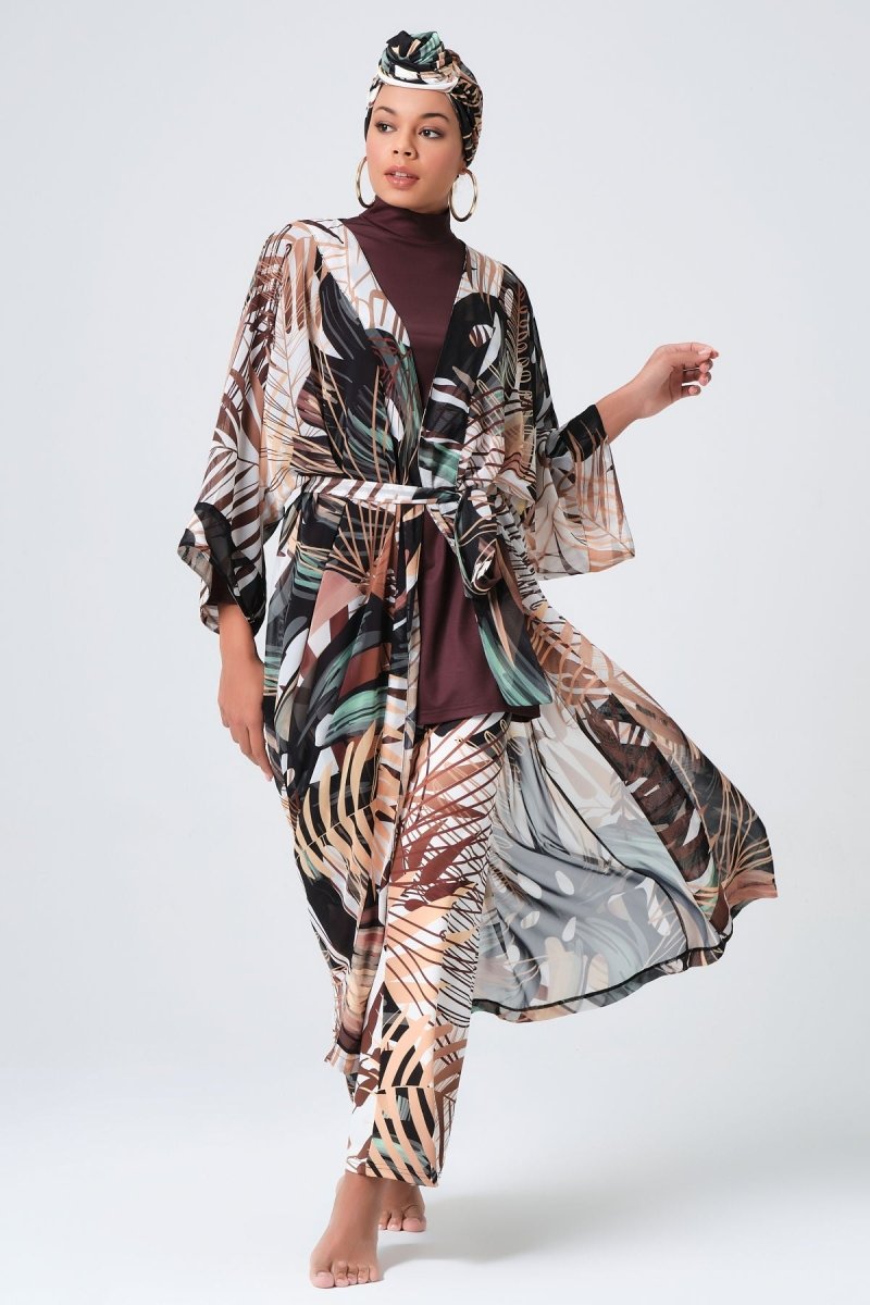 Alfasa Amazon Patterned Belted Pareo 7031 Green - ihvan