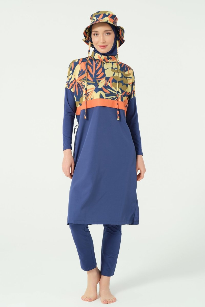 Alfasa Crop - Look Full Coverage Hijab Swimsuit 25315 - 26 - Navy Blue - ihvan