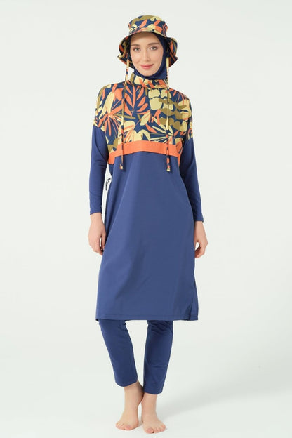 Alfasa Crop - Look Full Coverage Hijab Swimsuit 25315 - 26 - Navy Blue - ihvan