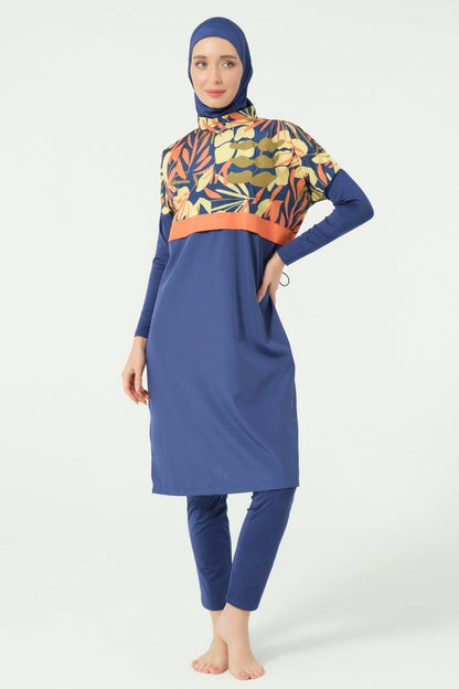Alfasa Crop - Look Full Coverage Hijab Swimsuit 25315 - 26 - Navy Blue - ihvan