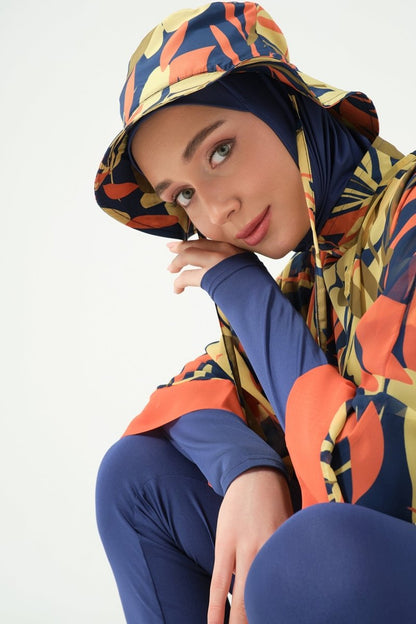 Alfasa Crop - Look Full Coverage Hijab Swimsuit 25315 - 26 - Navy Blue - ihvan