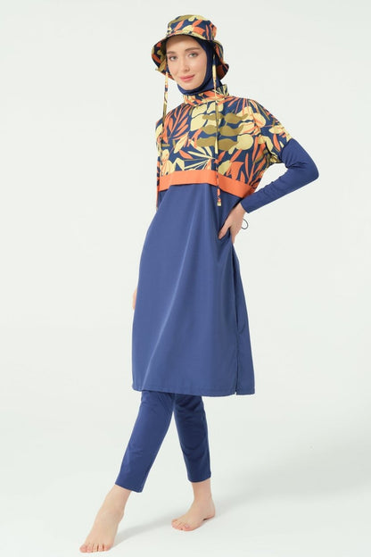 Alfasa Crop - Look Full Coverage Hijab Swimsuit 25315 - 26 - Navy Blue - ihvan