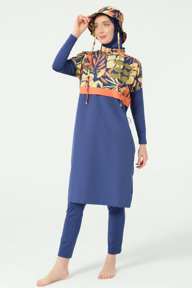Alfasa Crop - Look Full Coverage Hijab Swimsuit 25315 - 26 - Navy Blue - ihvan