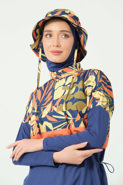 Alfasa Crop - Look Full Coverage Hijab Swimsuit 25315 - 26 - Navy Blue - ihvan