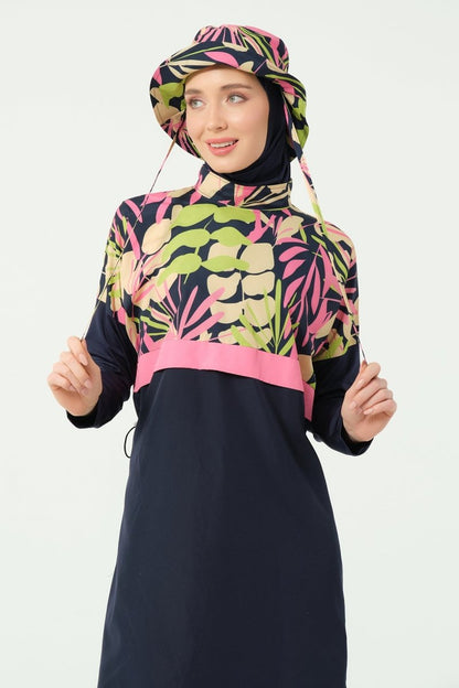 Alfasa Crop - Look Full Coverage Hijab Swimsuit 25315 - 26 - Navy Blue - ihvan