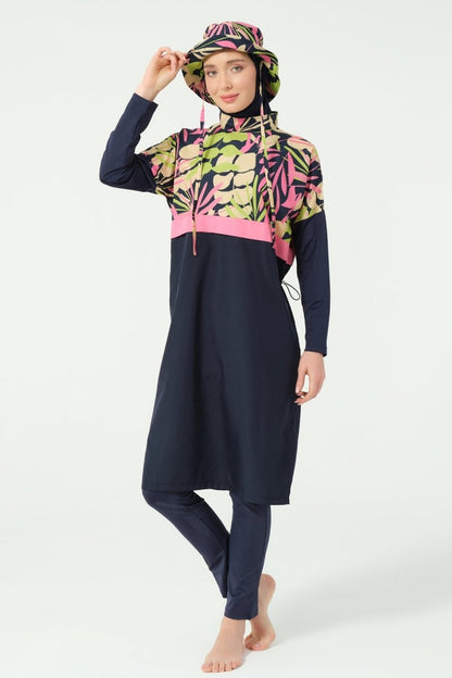 Alfasa Crop - Look Full Coverage Hijab Swimsuit 25315 - 26 - Navy Blue - ihvan