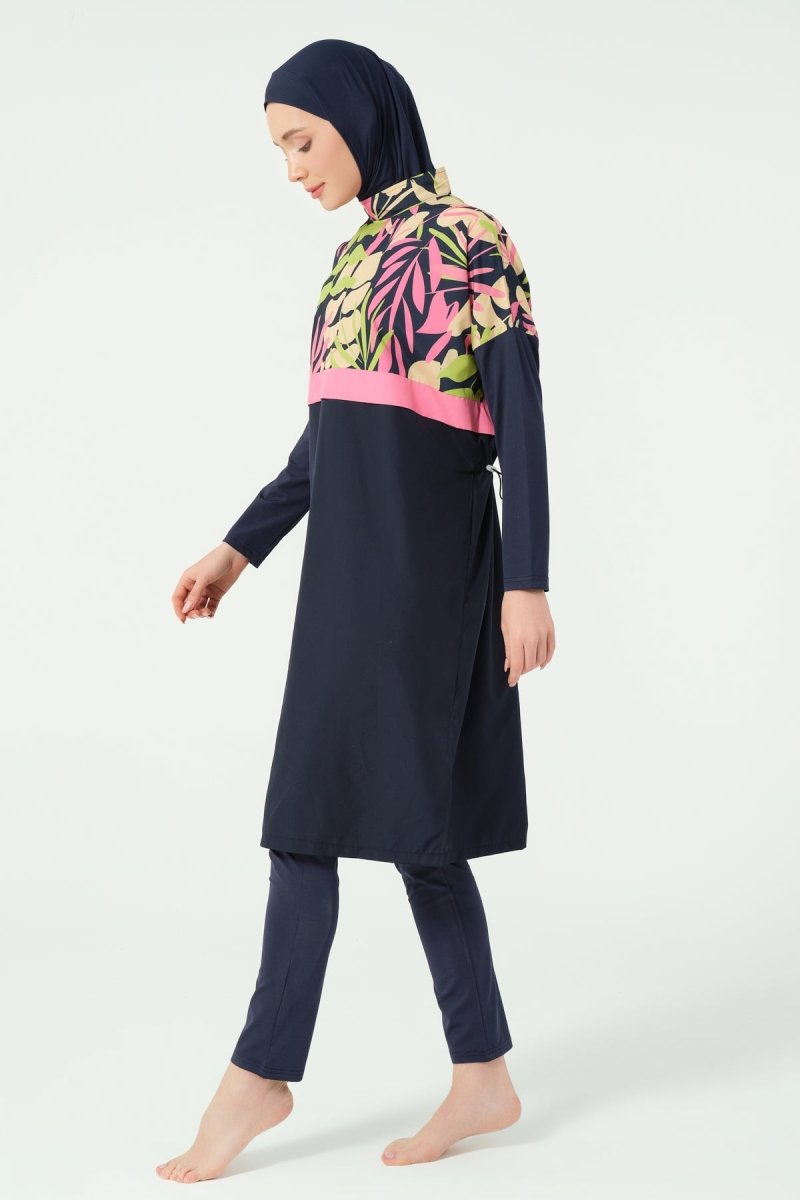 Alfasa Crop - Look Full Coverage Hijab Swimsuit 25315 - 26 - Navy Blue - ihvan