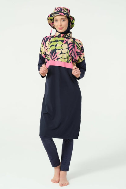 Alfasa Crop - Look Full Coverage Hijab Swimsuit 25315 - 26 - Navy Blue - ihvan