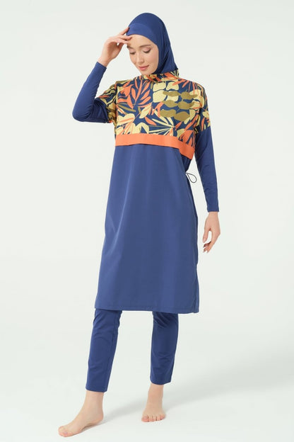 Alfasa Crop - Look Full Coverage Hijab Swimsuit 25315 - 26 - Navy Blue - ihvan