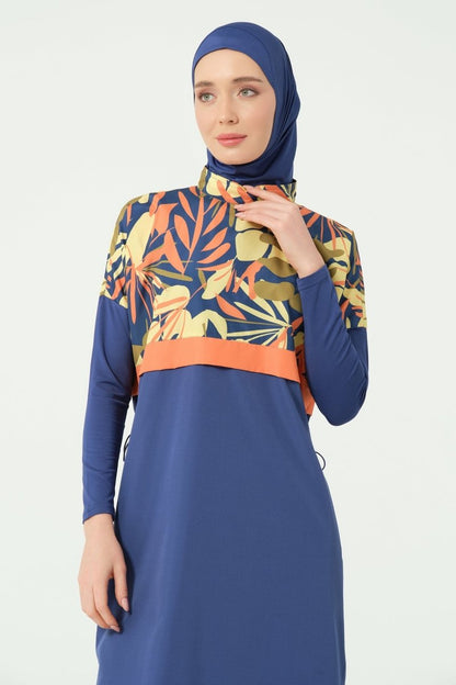 Alfasa Crop - Look Full Coverage Hijab Swimsuit 25315 - 26 - Navy Blue - ihvan