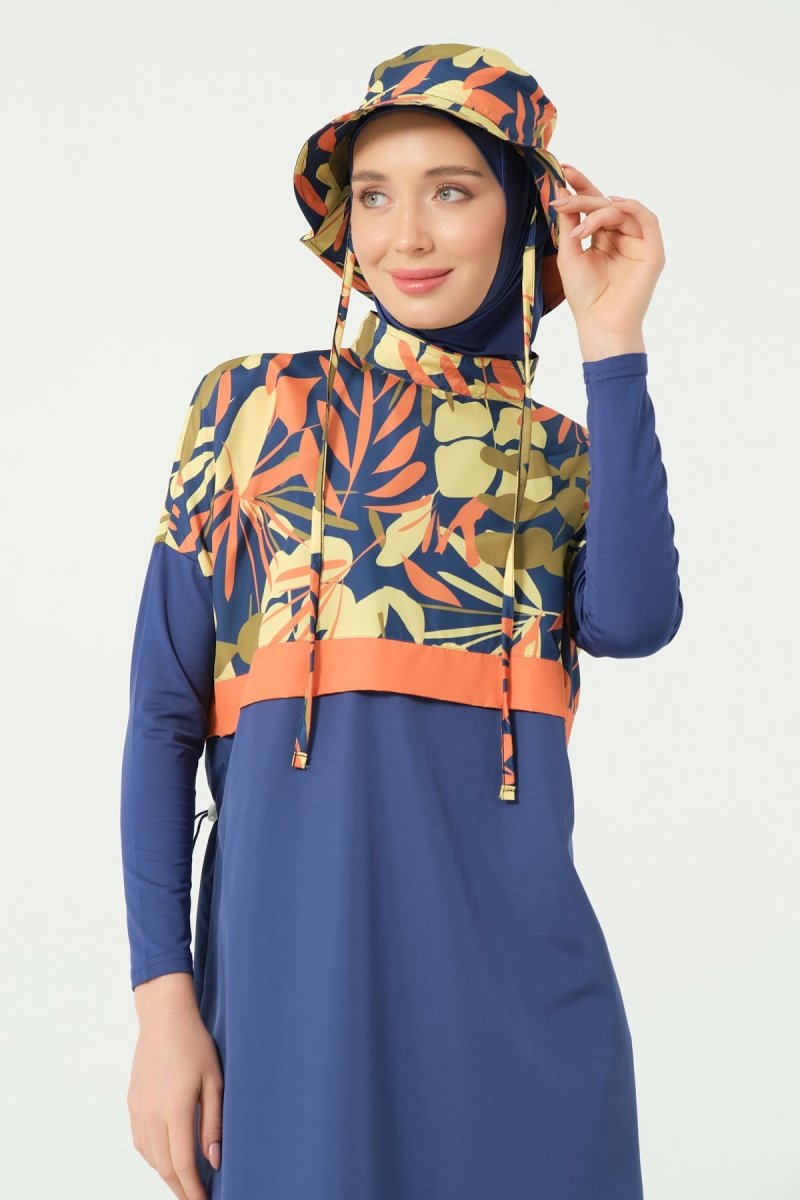 Alfasa Crop - Look Full Coverage Hijab Swimsuit 25315 - 26 - Navy Blue - ihvan