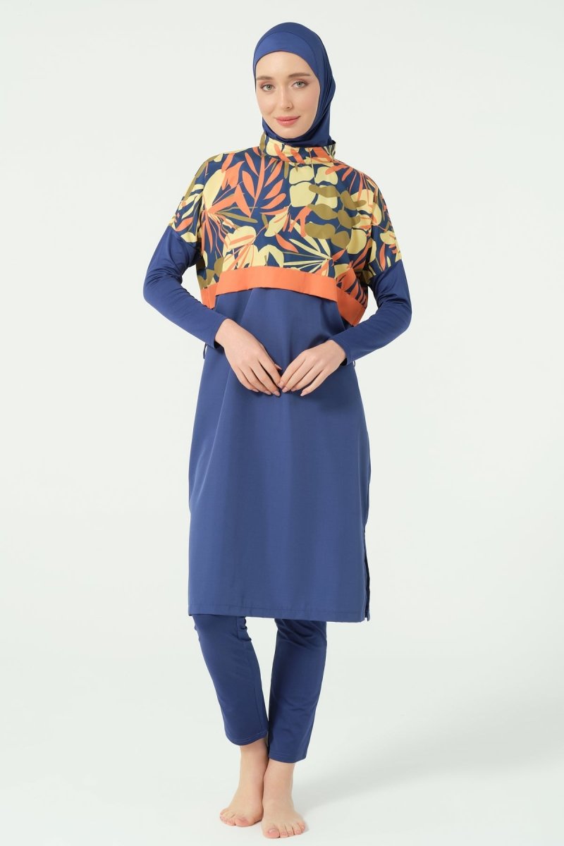 Alfasa Crop - Look Full Coverage Hijab Swimsuit 25315 - 26 - Navy Blue - ihvan