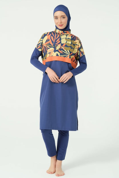 Alfasa Crop - Look Full Coverage Hijab Swimsuit 25315 - 26 - Navy Blue - ihvan