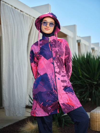 Alfasa Elina Hooded Modest Swimsuit 26216 - 26 - Navy Blue - ihvan