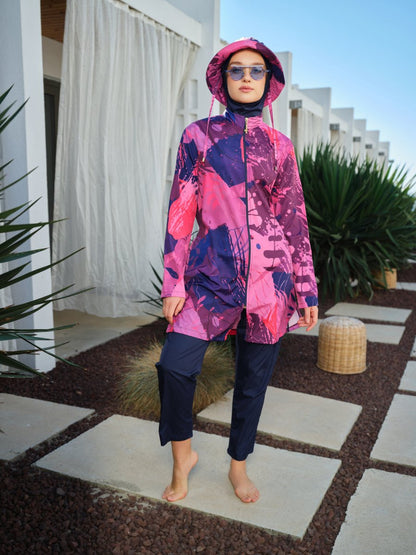 Alfasa Elina Hooded Modest Swimsuit 26216 - 26 - Navy Blue - ihvan